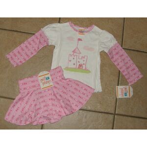NEW Girls Sz 4 Toddler Skirt & Sequined Castle Shirt 2 Pc Outfit SWEET POTATOES